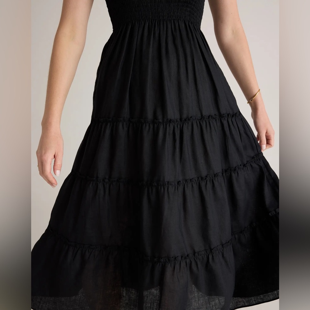 100% European Linen Smocked Midi Dress - Picture 7 of 8